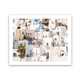 Shop Santorini Architecture Photo Art Print-Landscape, Neutrals, Photography, View All, White-framed poster wall decor artwork
