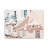 Shop Oia Rose Pink Villa I Photo Canvas Art Print-Greece, Landscape, Neutrals, Photography, Photography Canvas Prints, Pink, View All-framed wall decor artwork