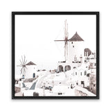Shop Oia (Square) Photo Canvas Art Print-Boho, Coastal, Greece, Photography Canvas Prints, Square, View All, White-framed wall decor artwork