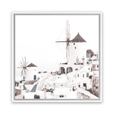 Shop Oia (Square) Photo Canvas Art Print-Boho, Coastal, Greece, Photography Canvas Prints, Square, View All, White-framed wall decor artwork