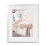 Shop Oia Rose Pink Villa II Photo Art Print-Greece, Photography, Pink, Portrait, View All-framed poster wall decor artwork