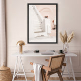 Shop Oia Pink Villa III Photo Canvas Art Print-Greece, Photography, Photography Canvas Prints, Pink, Portrait, View All-framed wall decor artwork