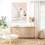 Shop Oia Pink Villa III Photo Canvas Art Print-Greece, Photography, Photography Canvas Prints, Pink, Portrait, View All-framed wall decor artwork