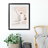 Shop Oia Pink Villa III Photo Art Print-Greece, Photography, Pink, Portrait, View All-framed poster wall decor artwork