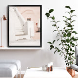 Shop Oia Pink Villa III Photo Art Print-Greece, Photography, Pink, Portrait, View All-framed poster wall decor artwork