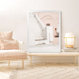 Shop Oia Pink Villa III Photo Art Print-Greece, Photography, Pink, Portrait, View All-framed poster wall decor artwork