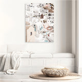Shop Oia Panorama I Photo Canvas Art Print-Greece, Neutrals, Photography, Photography Canvas Prints, Portrait, View All, White-framed wall decor artwork