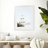 Shop Santorini Church Bells II Photo Art Print-Greece, Green, Photography, Portrait, View All, White-framed poster wall decor artwork