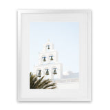Shop Santorini Church Bells II Photo Art Print-Greece, Green, Photography, Portrait, View All, White-framed poster wall decor artwork