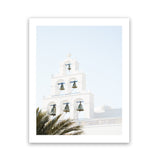 Shop Santorini Church Bells II Photo Art Print-Greece, Green, Photography, Portrait, View All, White-framed poster wall decor artwork