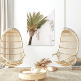 Shop Mykonos Palm Villa II Photo Canvas Art Print-Coastal, Greece, Green, Photography, Photography Canvas Prints, Portrait, View All, White-framed wall decor artwork