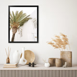 Shop Mykonos Palm Villa II Photo Art Print-Coastal, Greece, Green, Photography, Portrait, View All, White-framed poster wall decor artwork