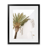 Shop Mykonos Palm Villa II Photo Art Print-Coastal, Greece, Green, Photography, Portrait, View All, White-framed poster wall decor artwork