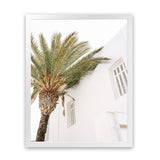 Shop Mykonos Palm Villa II Photo Art Print-Coastal, Greece, Green, Photography, Portrait, View All, White-framed poster wall decor artwork