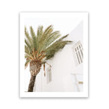 Shop Mykonos Palm Villa II Photo Art Print-Coastal, Greece, Green, Photography, Portrait, View All, White-framed poster wall decor artwork