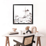 Shop Oia (Square) Photo Art Print-Boho, Coastal, Greece, Photography, Square, Tropical, White-framed poster wall decor artwork
