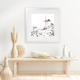 Shop Oia (Square) Photo Art Print-Boho, Coastal, Greece, Photography, Square, Tropical, White-framed poster wall decor artwork