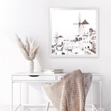 Shop Oia (Square) Photo Art Print-Boho, Coastal, Greece, Photography, Square, Tropical, White-framed poster wall decor artwork