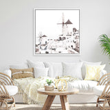 Shop Oia (Square) Photo Canvas Art Print-Boho, Coastal, Greece, Photography Canvas Prints, Square, View All, White-framed wall decor artwork