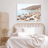 Shop Mykonos Beach I Photo Canvas Art Print-Brown, Coastal, Greece, Horizontal, Landscape, Neutrals, Photography, Photography Canvas Prints, Rectangle, View All-framed wall decor artwork