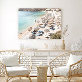 Shop Mykonos Beach II Photo Canvas Art Print-Brown, Coastal, Greece, Horizontal, Landscape, Neutrals, Photography, Photography Canvas Prints, Rectangle, View All-framed wall decor artwork