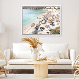 Shop Mykonos Beach II Photo Canvas Art Print-Brown, Coastal, Greece, Horizontal, Landscape, Neutrals, Photography, Photography Canvas Prints, Rectangle, View All-framed wall decor artwork