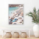 Shop Mykonos Beach III Photo Canvas Art Print-Brown, Coastal, Greece, Photography, Photography Canvas Prints, Portrait, Rectangle, View All-framed wall decor artwork