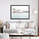 Shop Mykonos Town I Photo Canvas Art Print-Coastal, Greece, Horizontal, Landscape, Photography, Photography Canvas Prints, Rectangle, View All, White-framed wall decor artwork