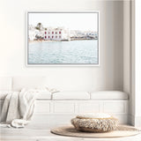 Shop Mykonos Town I Photo Canvas Art Print-Coastal, Greece, Horizontal, Landscape, Photography, Photography Canvas Prints, Rectangle, View All, White-framed wall decor artwork