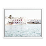Shop Mykonos Town I Photo Canvas Art Print-Coastal, Greece, Horizontal, Landscape, Photography, Photography Canvas Prints, Rectangle, View All, White-framed wall decor artwork