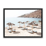 Shop Psarou Beach I Photo Canvas Art Print-Boho, Brown, Coastal, Horizontal, Landscape, Neutrals, Photography, Photography Canvas Prints, Rectangle, View All-framed wall decor artwork