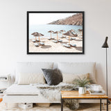 Shop Psarou Beach I Photo Canvas Art Print-Boho, Brown, Coastal, Horizontal, Landscape, Neutrals, Photography, Photography Canvas Prints, Rectangle, View All-framed wall decor artwork