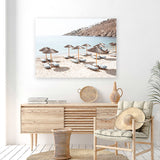 Shop Psarou Beach I Photo Canvas Art Print-Boho, Brown, Coastal, Horizontal, Landscape, Neutrals, Photography, Photography Canvas Prints, Rectangle, View All-framed wall decor artwork