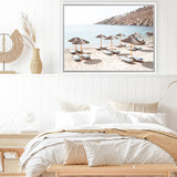 Shop Psarou Beach I Photo Canvas Art Print-Boho, Brown, Coastal, Horizontal, Landscape, Neutrals, Photography, Photography Canvas Prints, Rectangle, View All-framed wall decor artwork
