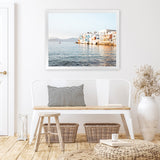 Shop Little Venice Mykonos I Photo Art Print-Blue, Coastal, Horizontal, Landscape, Photography, Rectangle, View All-framed poster wall decor artwork