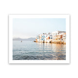 Shop Little Venice Mykonos I Photo Art Print-Blue, Coastal, Horizontal, Landscape, Photography, Rectangle, View All-framed poster wall decor artwork