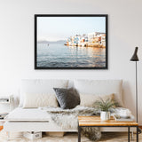 Shop Little Venice Mykonos I Photo Canvas Art Print-Blue, Coastal, Horizontal, Landscape, Photography, Photography Canvas Prints, Rectangle, View All-framed wall decor artwork