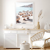 Shop Mykonos Beach IV Photo Art Print-Boho, Brown, Coastal, Greece, Neutrals, Photography, Portrait, Rectangle, View All-framed poster wall decor artwork