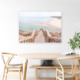 Shop Ocean Stairs Photo Canvas Art Print-Coastal, Horizontal, Landscape, Neutrals, Photography, Photography Canvas Prints, Rectangle, View All-framed wall decor artwork