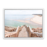 Shop Ocean Stairs Photo Canvas Art Print-Coastal, Horizontal, Landscape, Neutrals, Photography, Photography Canvas Prints, Rectangle, View All-framed wall decor artwork