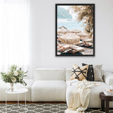 Shop Santorini Beach Parasols Photo Canvas Art Print-Boho, Brown, Coastal, Neutrals, Photography, Photography Canvas Prints, Portrait, Rectangle, Tropical, View All-framed wall decor artwork