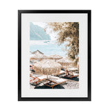 Shop Santorini Beach Parasols Photo Art Print-Boho, Brown, Coastal, Neutrals, Photography, Portrait, Rectangle, Tropical, View All-framed poster wall decor artwork