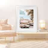 Shop Santorini Beach Parasols Photo Art Print-Boho, Brown, Coastal, Neutrals, Photography, Portrait, Rectangle, Tropical, View All-framed poster wall decor artwork