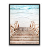 Shop Ocean Beach Stairs Photo Canvas Art Print-Boho, Brown, Coastal, Neutrals, Photography, Photography Canvas Prints, Portrait, Rectangle, View All-framed wall decor artwork