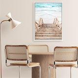 Shop Ocean Beach Stairs Photo Canvas Art Print-Boho, Brown, Coastal, Neutrals, Photography, Photography Canvas Prints, Portrait, Rectangle, View All-framed wall decor artwork