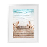 Shop Ocean Beach Stairs Photo Art Print-Boho, Brown, Coastal, Neutrals, Photography, Portrait, Rectangle, View All-framed poster wall decor artwork