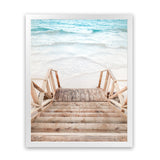 Shop Ocean Beach Stairs Photo Art Print-Boho, Brown, Coastal, Neutrals, Photography, Portrait, Rectangle, View All-framed poster wall decor artwork