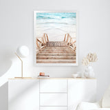 Shop Ocean Beach Stairs Photo Art Print-Boho, Brown, Coastal, Neutrals, Photography, Portrait, Rectangle, View All-framed poster wall decor artwork