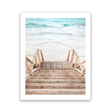 Shop Ocean Beach Stairs Photo Art Print-Boho, Brown, Coastal, Neutrals, Photography, Portrait, Rectangle, View All-framed poster wall decor artwork