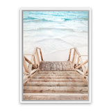 Shop Ocean Beach Stairs Photo Canvas Art Print-Boho, Brown, Coastal, Neutrals, Photography, Photography Canvas Prints, Portrait, Rectangle, View All-framed wall decor artwork